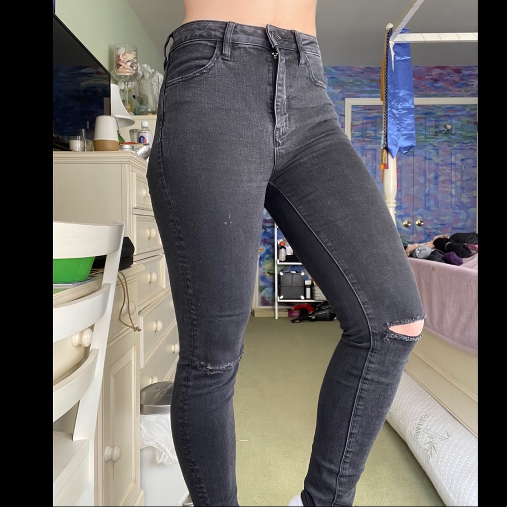 American Eagle Washed Black high rise Jeans Sz 4